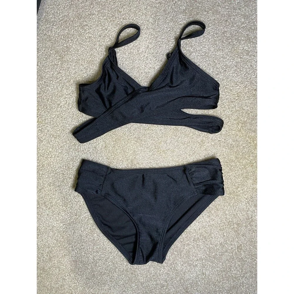Art Class Bikini Cat & Jack Lace Cover-Up Swim Set Black Girls Medium 3pc